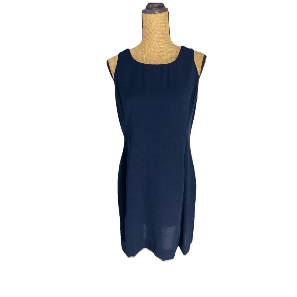 Jones New York Navy Sheath Dress Petite 12P Sleeveless Career Work Office NWT - Picture 2 of 10